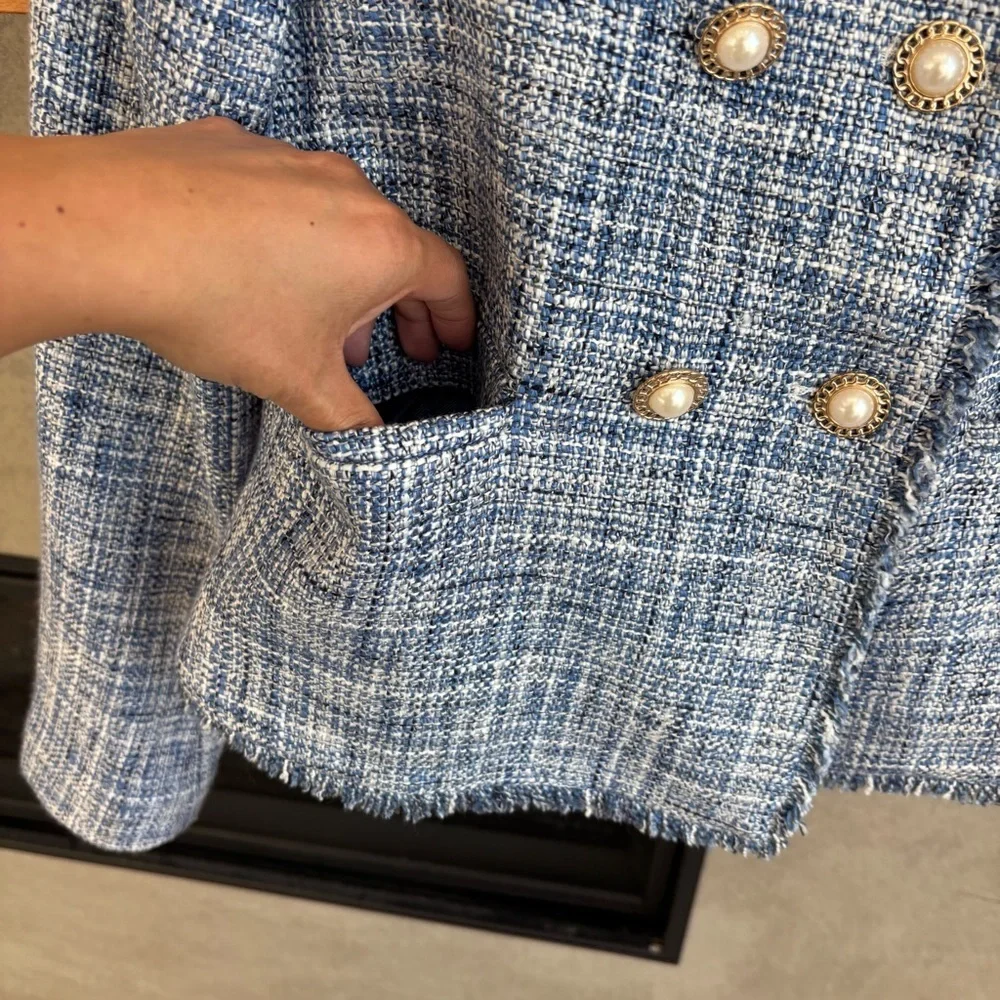 Maeve by Anthropologie Jacket Blazer Tweed Double Breasted, Size 00 - Picture 7 of 16
